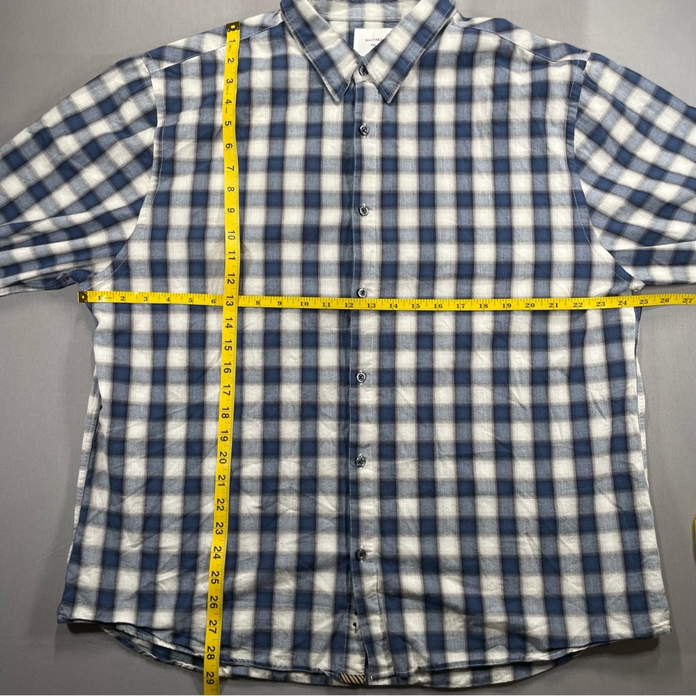 Billy Reid Standard Fit Plaid Checkered Button Down Shirt; Green/Cream - Men XXL - Picture 15 of 16
